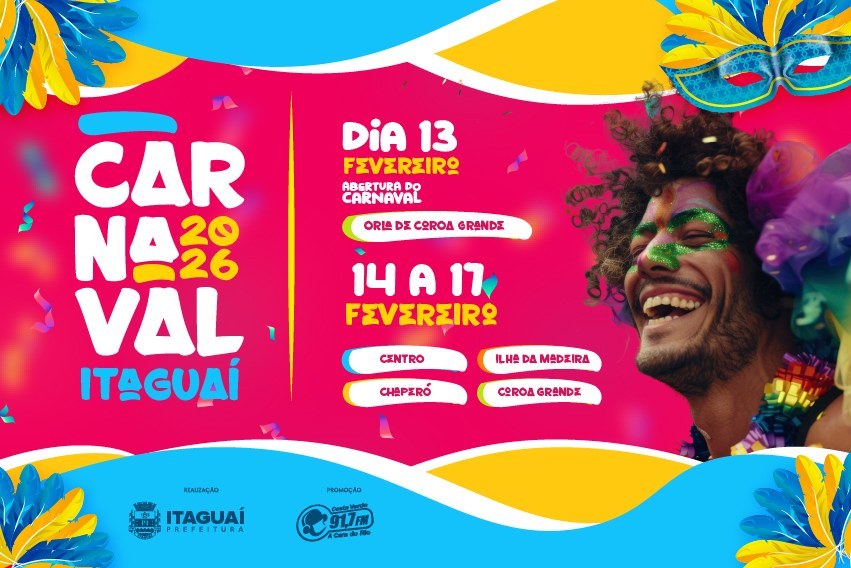 Carnaval 2026 acontece no Centro, Coroa Grande, Chaperó e Ilha da Madeira