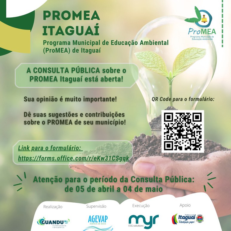 Aberta consulta pública sobre o Programa Municipal de Educação Ambiental (ProMEA) de  Itaguaí