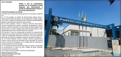 Agora é lei: é proibido logomarcas e símbolos que identifiquem a gestão municipal em Itaguaí