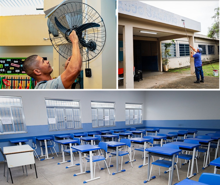 Muitos preparativos de manutenção nas unidades da rede pública municipal de ensino para que as aulas voltem com conforto e segurança